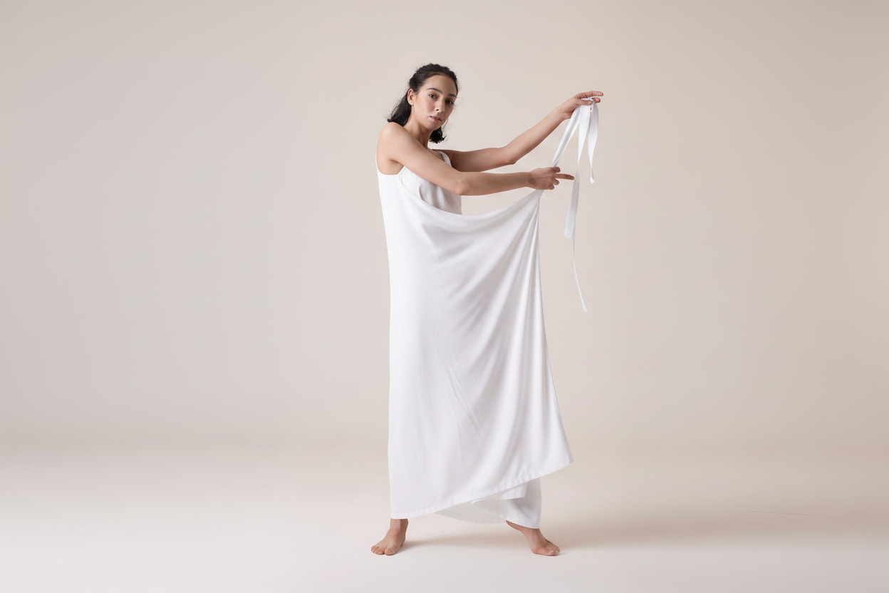 White draped dress